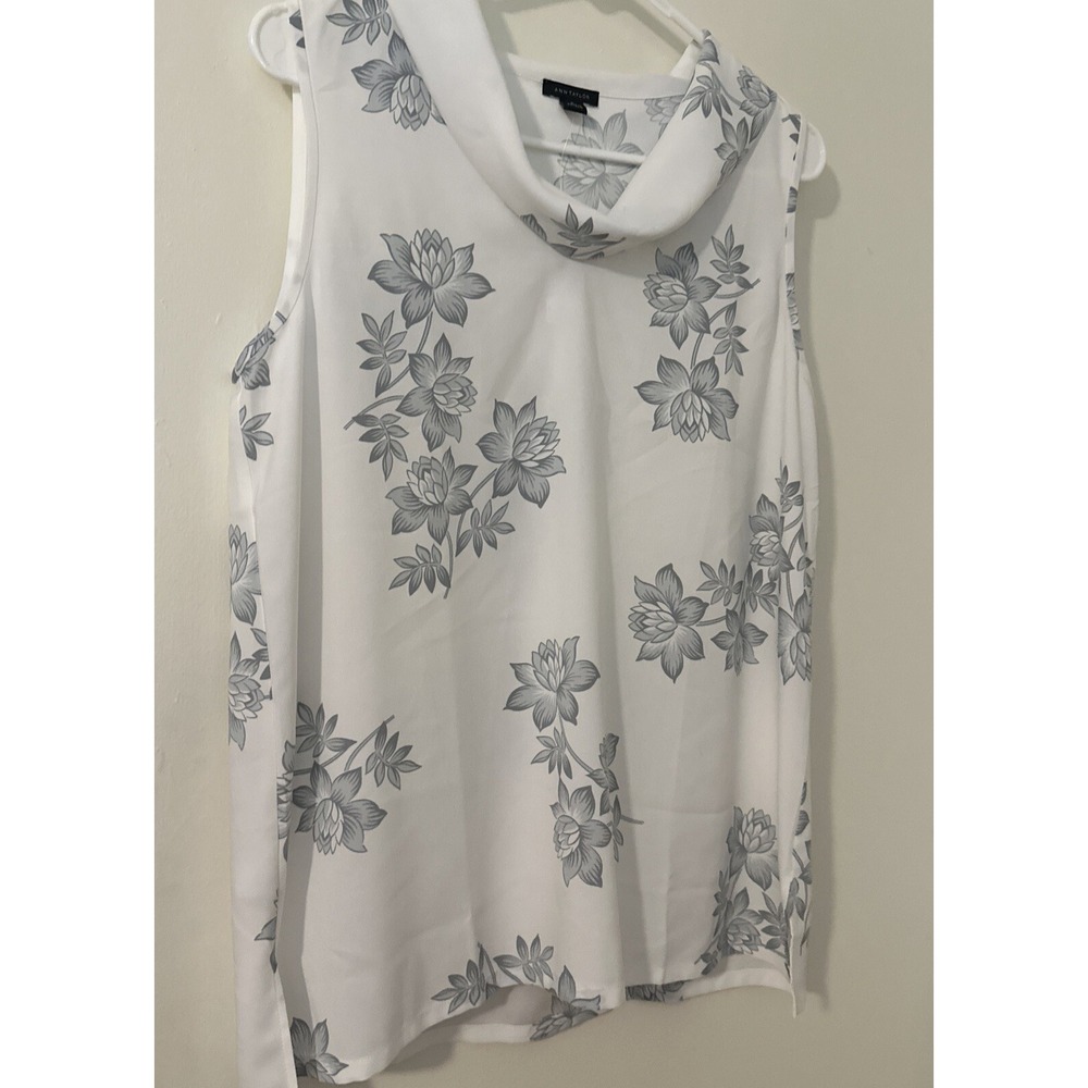 Ann Taylor Women's Floral Draped Boat Neck Sleeveless Blouse Tank Top - M ‎ NWT - Picture 2 of 10